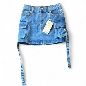 LOVEGEN Blue Denim Mini Skirt 💙 Cargo Pocket Y2K Style | Size S